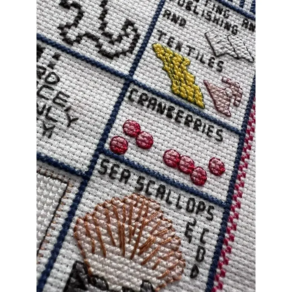 Vintage Massachusetts Cross Stitch Sampler | Bay State Needlework, 1986